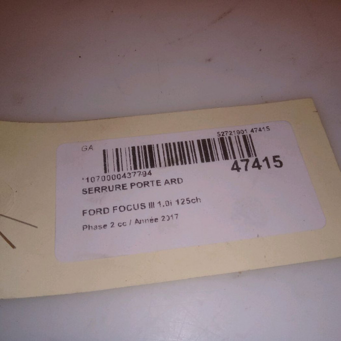 Serrure porte ard occasion FORD FOCUS III Phase 2 11-2014->... 1.0i 125ch 2099457 5