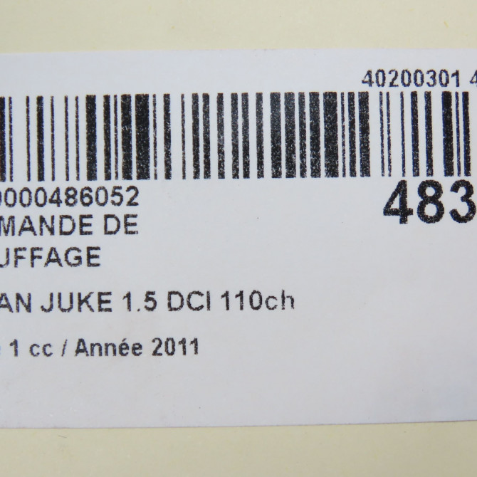Commande de chauffage occasion NISSAN JUKE Phase 1 09-2010->... 1.5 DCI 110ch 275101KB0A 6
