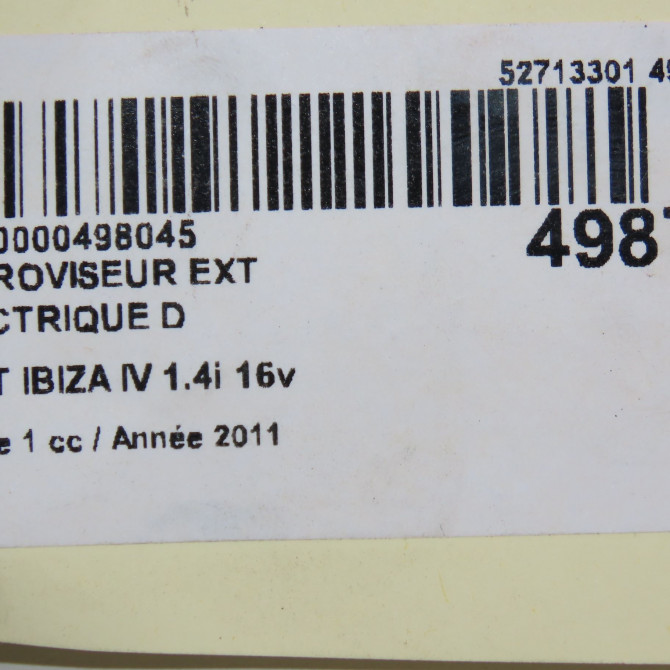 Retroviseur exterieur electrique droit occasion SEAT IBIZA IV Phase 1 05-2008->01-2012 1.4i 16v 6J1857508G9B9 6