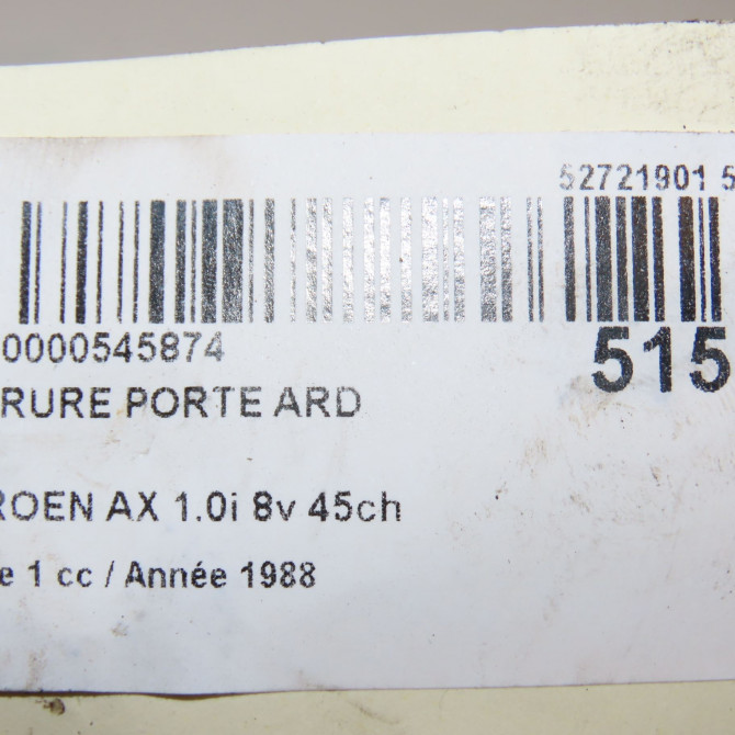 Serrure porte ard occasion CITROEN AX Phase 1 01-1987->06-1991 1.0i 8v 45ch 913836 4