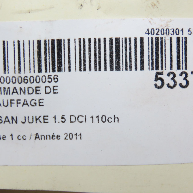 Commande de chauffage occasion NISSAN JUKE Phase 1 09-2010->... 1.5 DCI 110ch 6