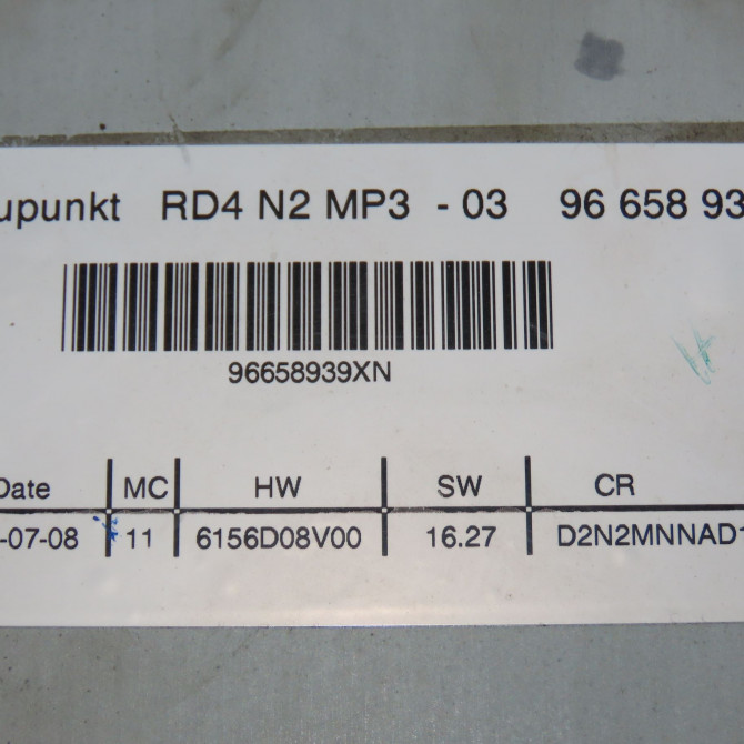 Autoradio occasion PEUGEOT 407 phase 1 SW 07-2004->07-2008 1.6 HDI 110ch 5