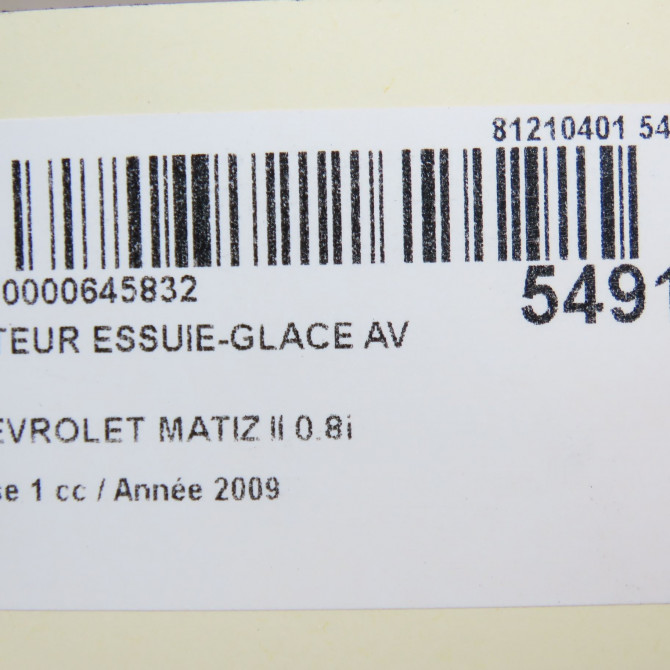 Moteur essuie-glace avant occasion CHEVROLET MATIZ II Phase 1 06-2005->09-2009 0.8i 96485145 6