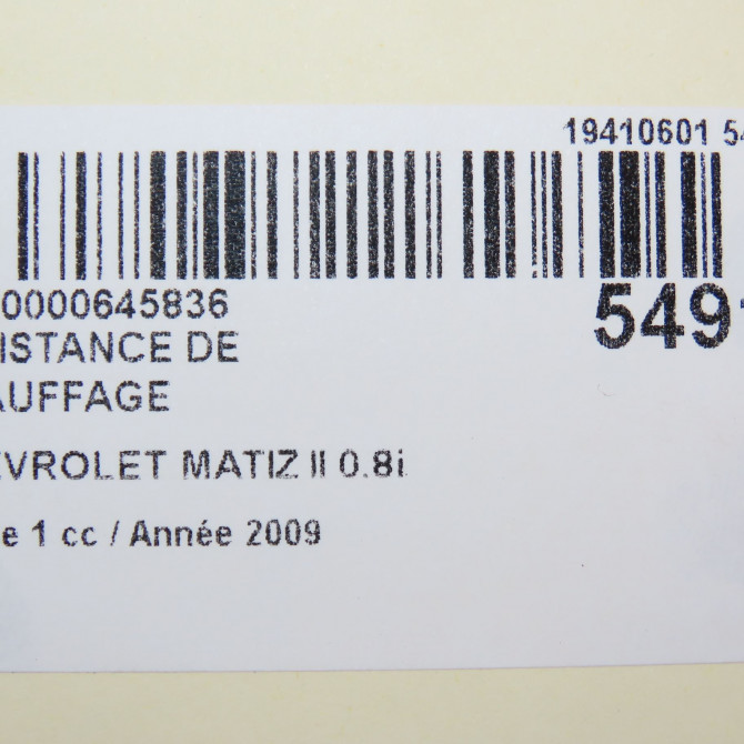 Resistance de chauffage occasion CHEVROLET MATIZ II Phase 1 06-2005->09-2009 0.8i 5