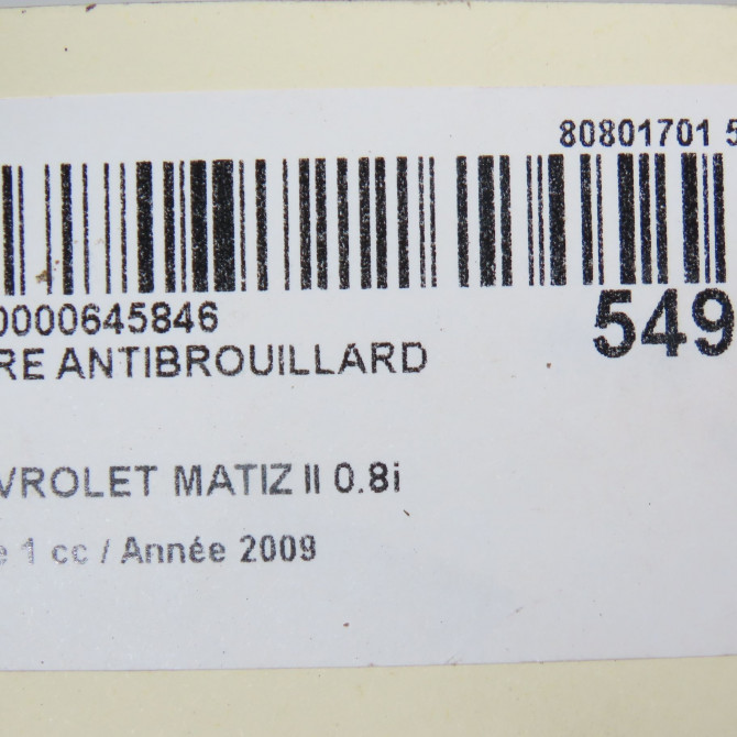 Phare antibrouillard avant droit occasion CHEVROLET MATIZ II Phase 1 06-2005->09-2009 0.8i 4