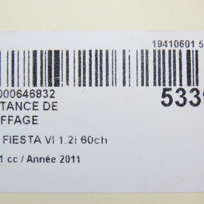 Resistance de chauffage occasion FORD FIESTA VI Phase 1 10-2008->11-2012 1.2i 60ch Ambiente 4