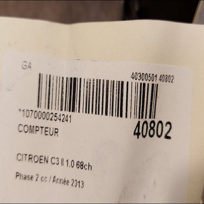Compteur occasion CITROEN C3 II Phase 2 03-2013->12-2016 1.0 68ch 98041179XT 3