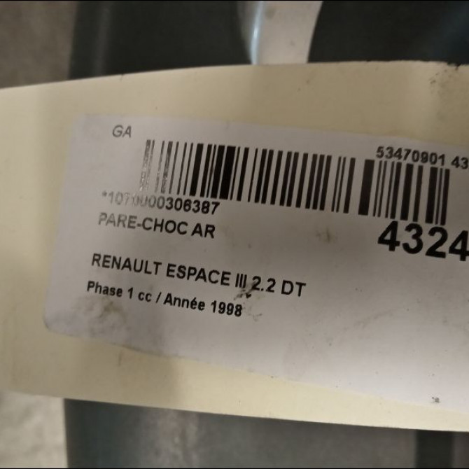 Pare-choc arrière occasion RENAULT ESPACE III Phase 1 12-1996->09-2002 2.2 DT 6025370279 3