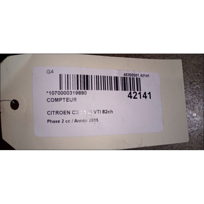 Compteur occasion CITROEN C3 II Phase 2 03-2013->12-2016 1.2i VTI 82ch 98041179XT 4