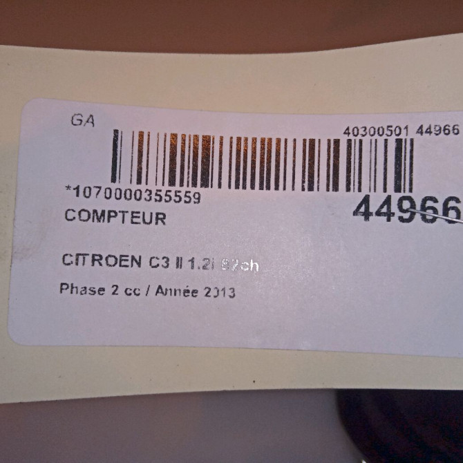 Compteur occasion CITROEN C3 II Phase 2 03-2013->12-2016 1.2i 82ch 98041179XT 5