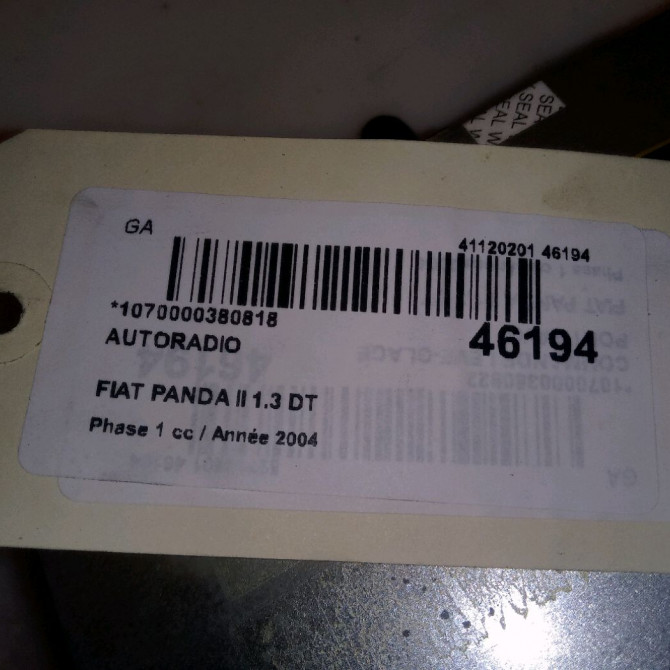 Autoradio occasion FIAT PANDA II Phase 1 09-2003->12-2012 1.3 DT MULTIJET 16v 70ch 735468695 4