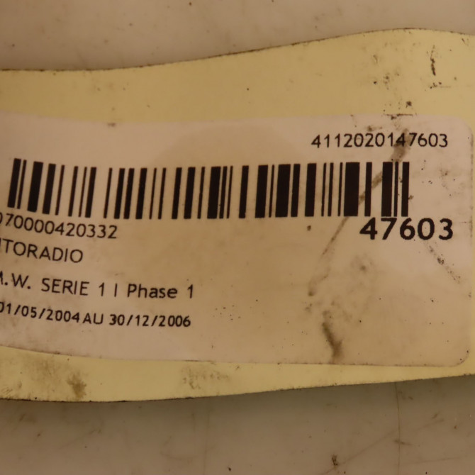 Autoradio occasion B.M.W. SERIE 1 I Phase 1 05-2004->12-2006 65129299445 5