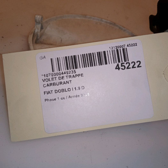Volet de trappe carburant occasion FIAT DOBLO I Phase 1 03-2001->12-2005 1.9 D 51834551 4
