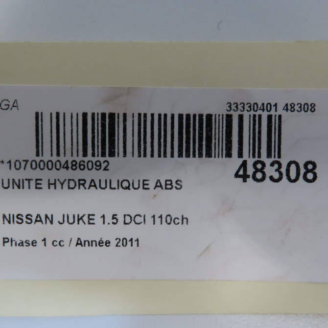 Unité hydraulique ABS occasion NISSAN JUKE Phase 1 09-2010->... 1.5 DCI 110ch 476601KA2A 6
