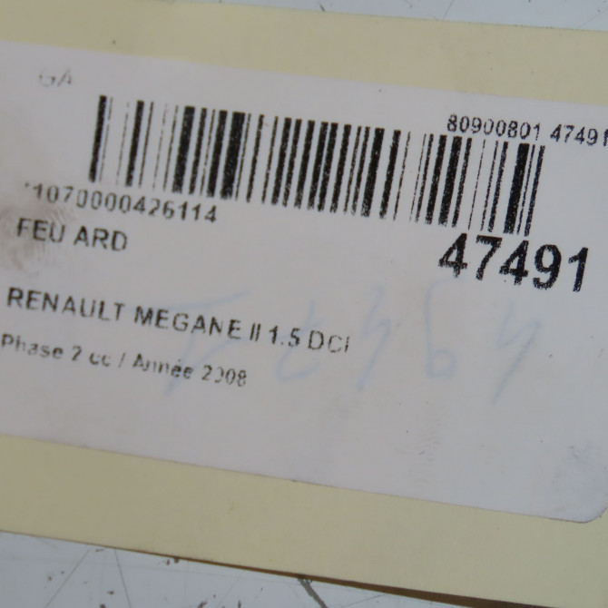 Feu arrière droit occasion RENAULT MEGANE II Phase 2 01-2006->06-2009 1.5 DCI 105ch 8200413216 5