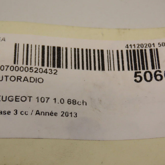 Autoradio occasion PEUGEOT 107 Phase 3 01-2012->06-2014 1.0 68ch 6564K6 5