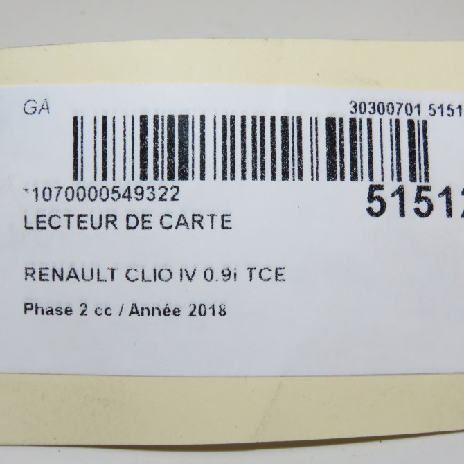 Lecteur de carte occasion RENAULT CLIO IV Phase 2 08-2016->... 0.9i TCE 285906306R 6