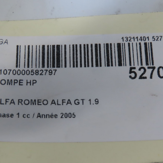 Pompe hp occasion ALFA ROMEO ALFA GT Phase 1 03-2004->12-2010 1.9 JTDm 150ch 55222114 8