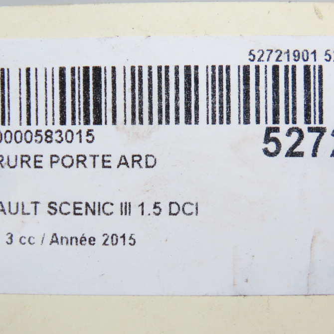 Serrure porte ard occasion RENAULT SCENIC III Phase 3 04-2013->... 1.5 DCI 110ch 825020004R 7