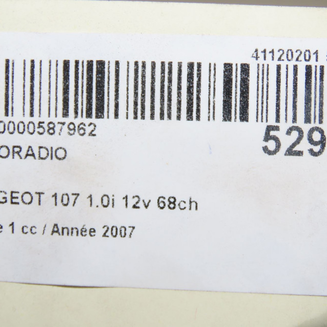 Autoradio occasion PEUGEOT 107 Phase 1 06-2005->12-2008 1.0i 12v 68ch 6564K6 6