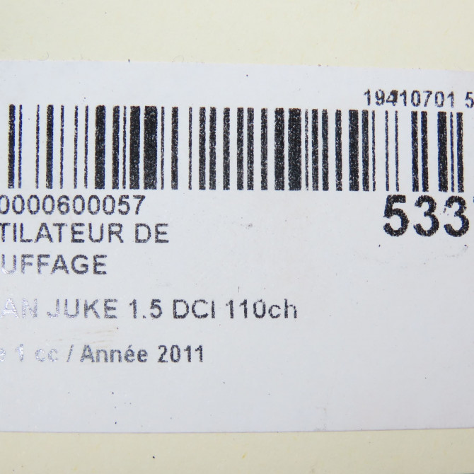 Ventilateur de chauffage occasion NISSAN JUKE Phase 1 09-2010->... 1.5 DCI 110ch 272261KA0A 6