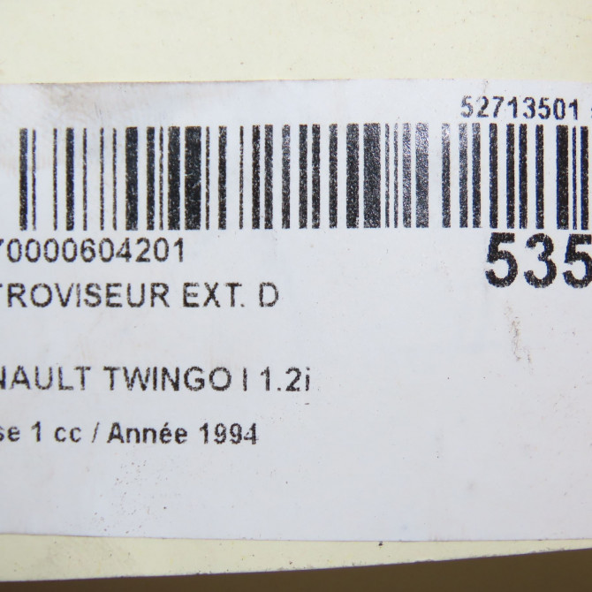 Retroviseur exterieur manuel droit occasion RENAULT TWINGO I Phase 1 04-1993->08-1998 1.2i 55ch 7701367760 5