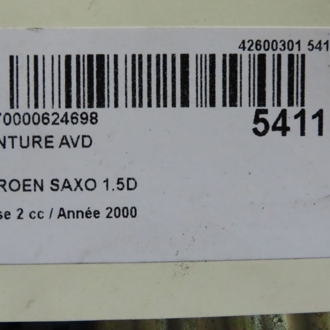 Ceinture avant droite occasion CITROEN SAXO Phase 2 09-1999->12-2004 1.5D 8973Z9 6