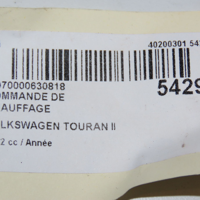 Commande de chauffage occasion VOLKSWAGEN TOURAN II Phase 1 09-2010->12-2015 5K0907044HAZJU 7