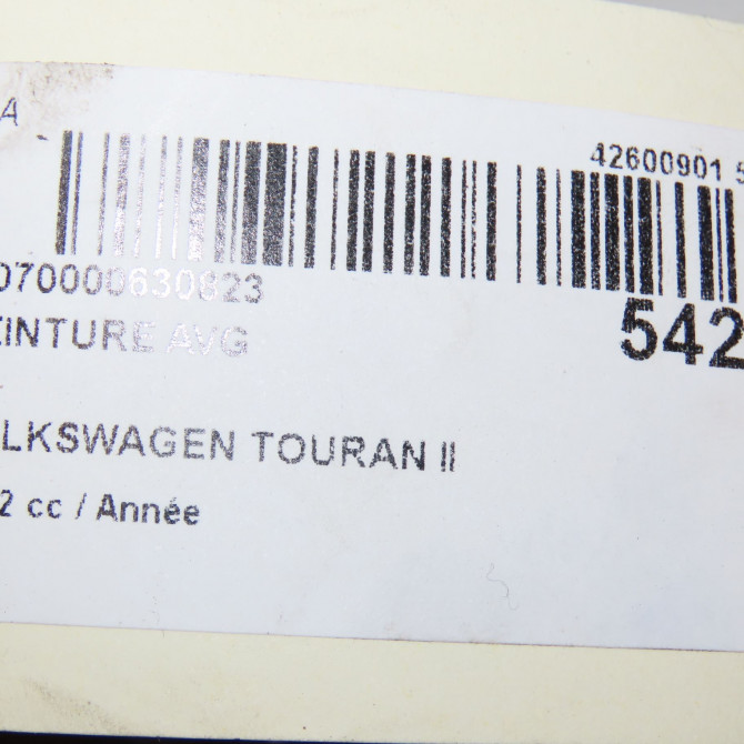 Ceinture avant gauche occasion VOLKSWAGEN TOURAN II Phase 1 09-2010->12-2015 1T1857705CRAA 6