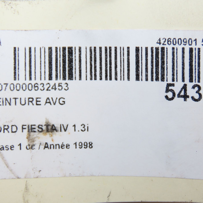 Ceinture avant gauche occasion FORD FIESTA IV Phase 1 09-1995->09-1999 1.3i 1108577 5