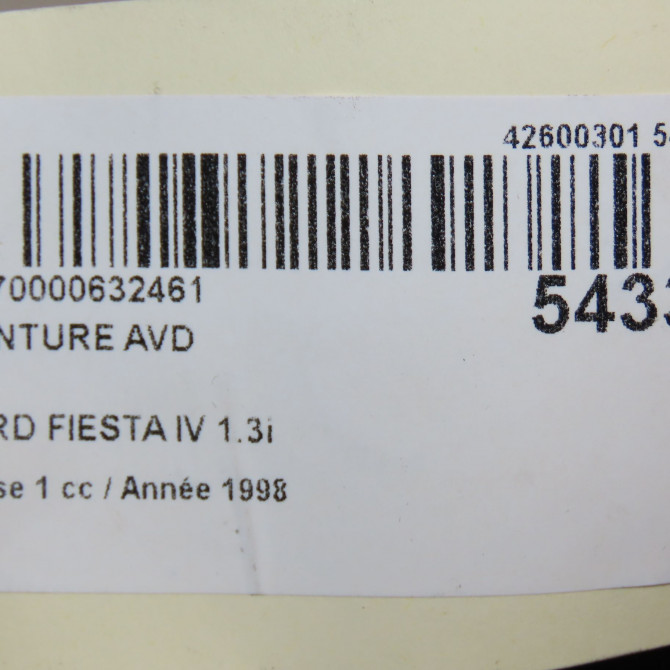 Ceinture avant droite occasion FORD FIESTA IV Phase 1 09-1995->09-1999 1.3i 1108573 5