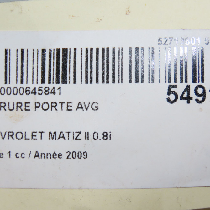Serrure porte avg occasion CHEVROLET MATIZ II Phase 1 06-2005->09-2009 0.8i 96601452 6