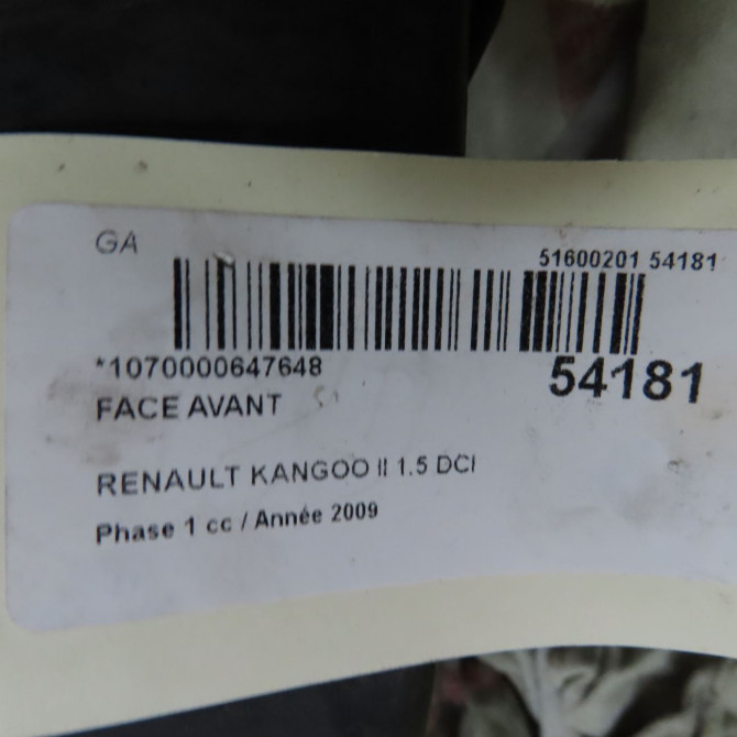 Face avant occasion RENAULT KANGOO II Phase 1 01-2008->03-2013 1.5 DCI 85ch 625005786R 4