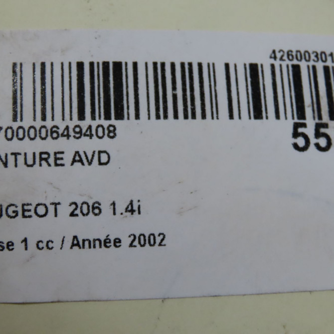 Ceinture avant droite occasion PEUGEOT 206 Phase 1 09-1998->03-2009 1.4i 8973WG 7