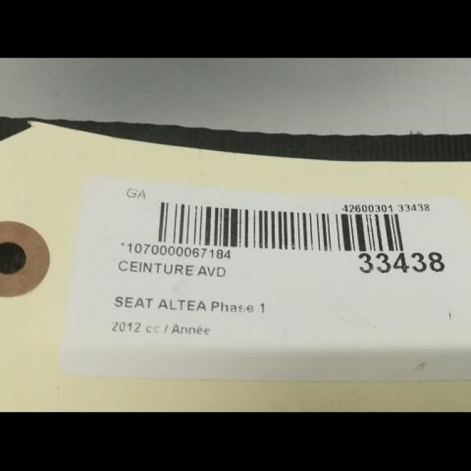 Ceinture avant droite occasion SEAT ALTEA Phase 2 XL 08-2010->11-2012 2.0 TDI 140ch 5P0857706BRAA 5
