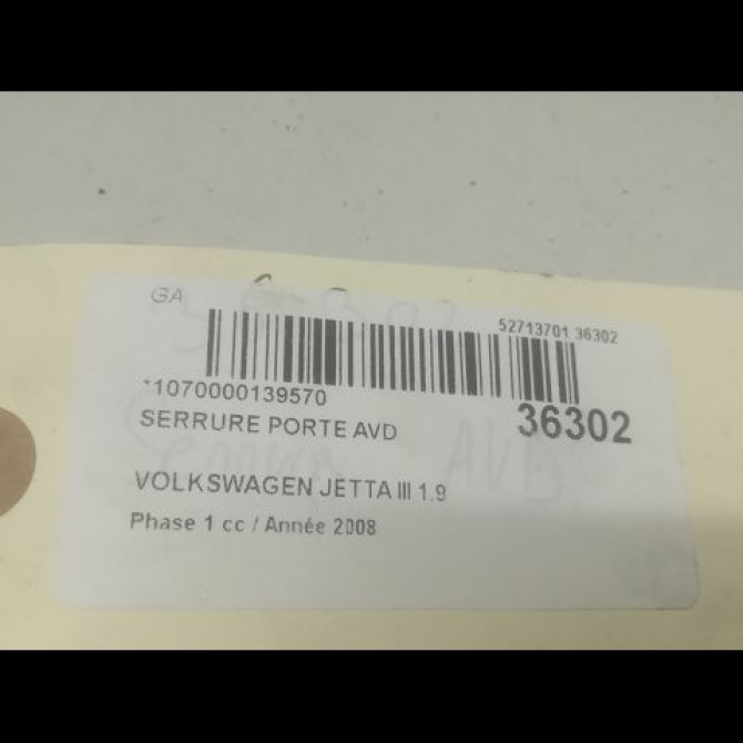 Serrure porte avd occasion VOLKSWAGEN JETTA III Phase 1 09-2005->12-2010 1.9 TDI 105ch 3D1837016AC 5