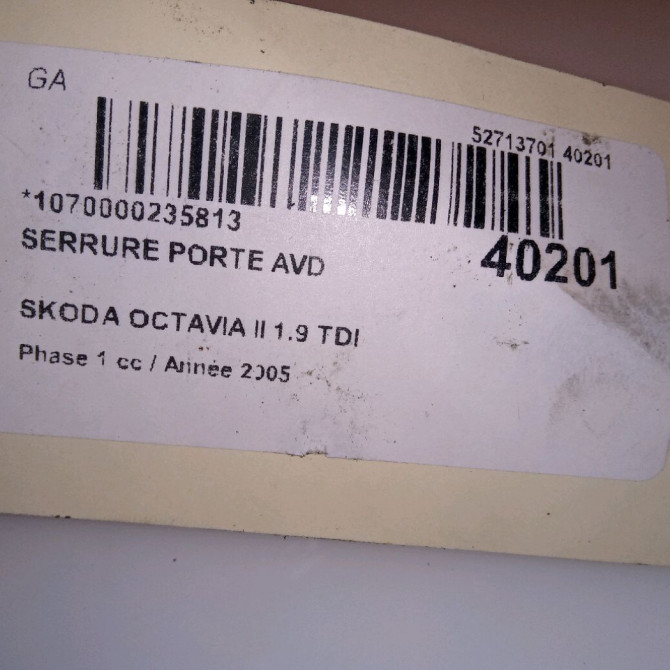 Serrure porte avd occasion SKODA OCTAVIA II Phase 1 06-2004->10-2008 1.9 TDI 105ch 3D1837016AC 4