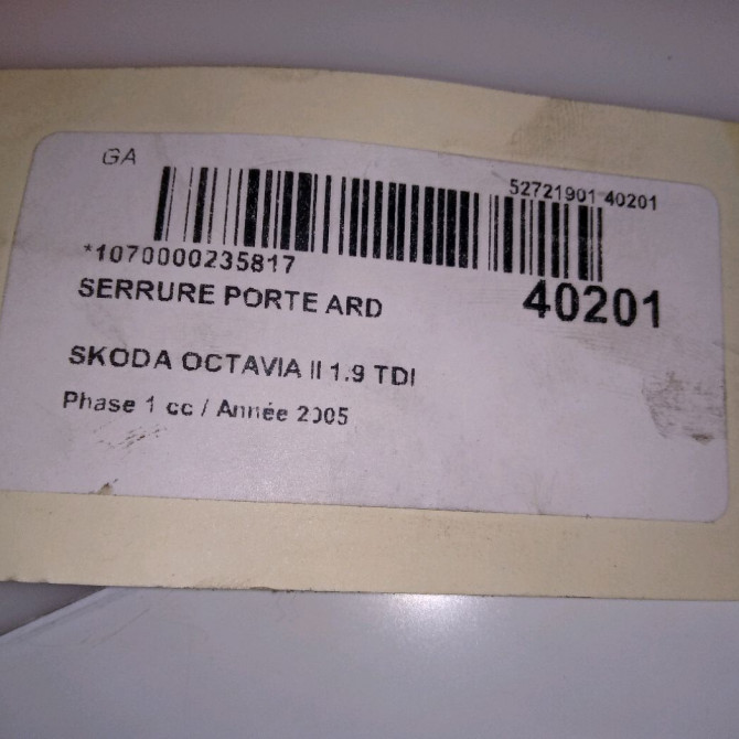 Serrure porte ard occasion SKODA OCTAVIA II Phase 1 06-2004->10-2008 1.9 TDI 105ch 7L0839016D 4