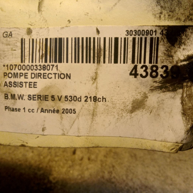 Pompe direction assistee occasion B.M.W. SERIE 5 V Phase 1 07-2003->03-2007 530d 218ch 32416781266 4