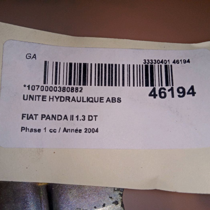 Unité hydraulique ABS occasion FIAT PANDA II Phase 1 09-2003->12-2012 1.3 DT MULTIJET 16v 70ch 71748855 6