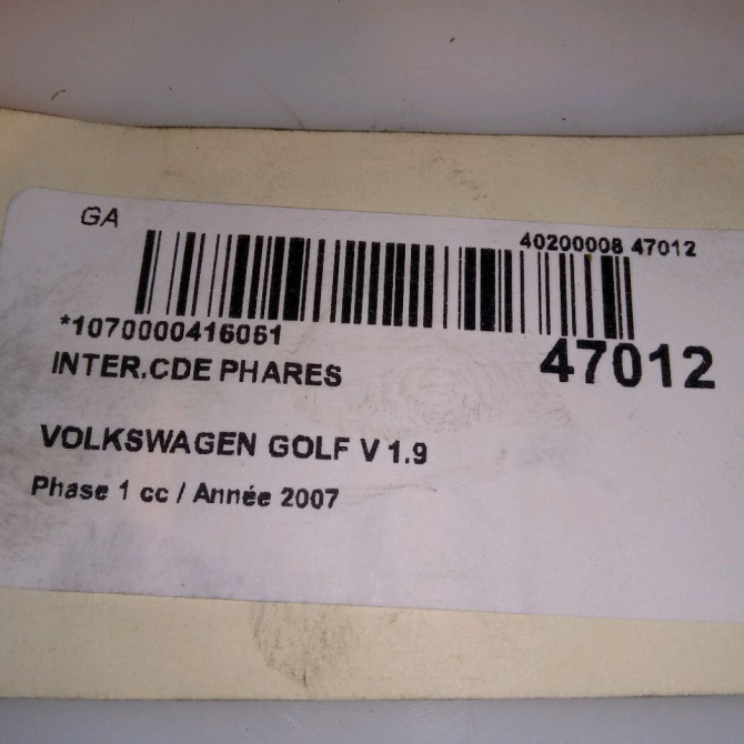 Interrupteur commande de phares occasion VOLKSWAGEN GOLF V Phase 1 11-2003->10-2008 1.9 TDI 105ch 3C8941431AXSH 5