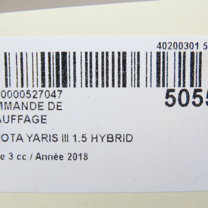 Commande de chauffage occasion TOYOTA YARIS III Phase 1 04-1995->04-1999 1.5 HYBRID 100ch 559000D810C3 7