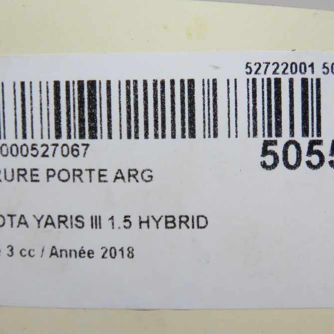 Serrure porte arg occasion TOYOTA YARIS III Phase 1 04-1995->04-1999 1.5 HYBRID 100ch 690600D320 6
