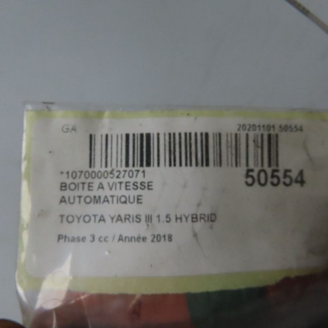 Boîte à vitesse automatique occasion TOYOTA YARIS III Phase 1 04-1995->04-1999 1.5 HYBRID 100ch 3090052010 8