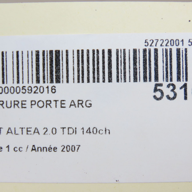 Serrure porte arg occasion SEAT ALTEA Phase 1 04-2004->05-2009 2.0 TDI 140ch 1P0839015A 6