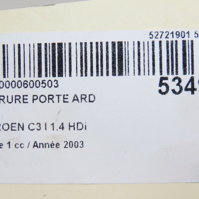 Serrure porte ard occasion CITROEN C3 I Phase 1 04-2002->10-2005 1.4 HDi 9138C1 7