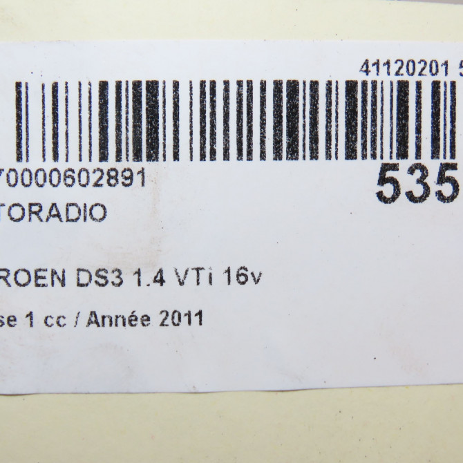 Autoradio occasion CITROEN DS3 Phase 1 11-2009->03-2014 1.4 VTi 16v 95ch 16077504XT 6