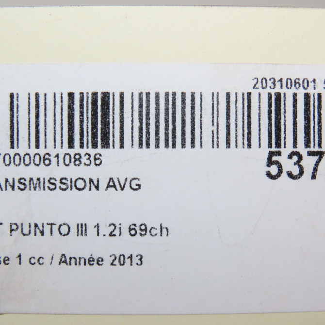 Transmission avant gauche occasion FIAT PUNTO III Phase 1 01-2012->... 1.2i 69ch 51947026 6