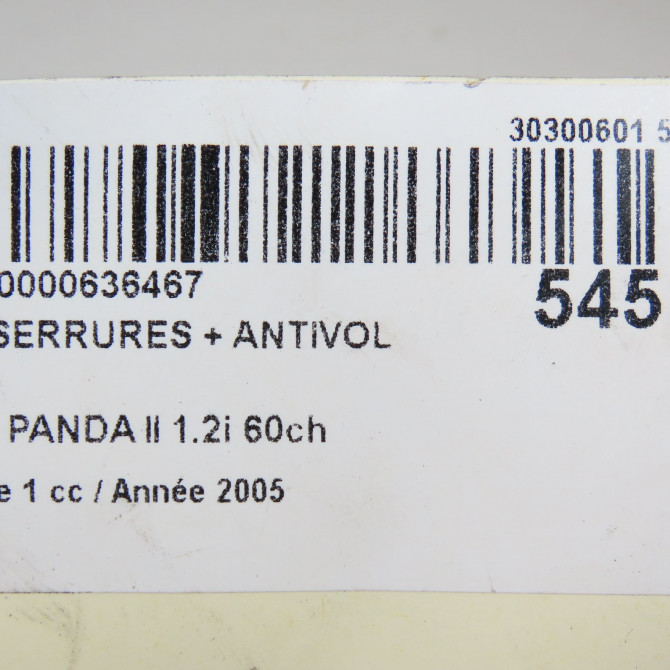 Kit serrures + antivol occasion FIAT PANDA II Phase 1 09-2003->12-2012 1.2i 60ch 71771348 7