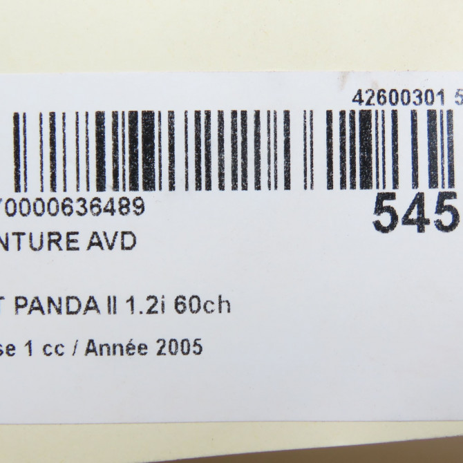 Ceinture avant droite occasion FIAT PANDA II Phase 1 09-2003->12-2012 1.2i 60ch 735388034 6